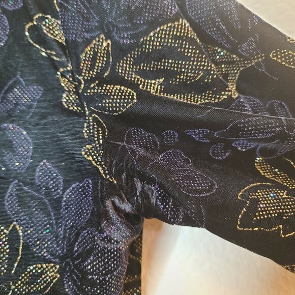 Norton McNaughton Jacket Womens Size 4P Black Velvet Floral Glitter Formal Party - Picture 6 of 12
